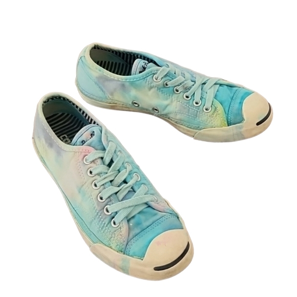 CONVERSE JACK PURCELL Mermaid Tie Dye Sneakers Womens 7 Mens 5 Custom RARE OOAK - Picture 5 of 16